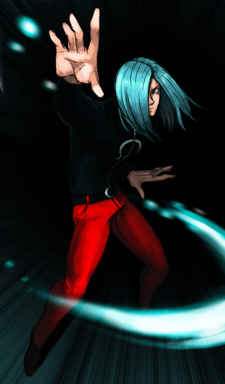 absurdres, aqua_eyes, aqua_hair, food_fighter_441, hair_over_one_eye, highres, long_hair, male