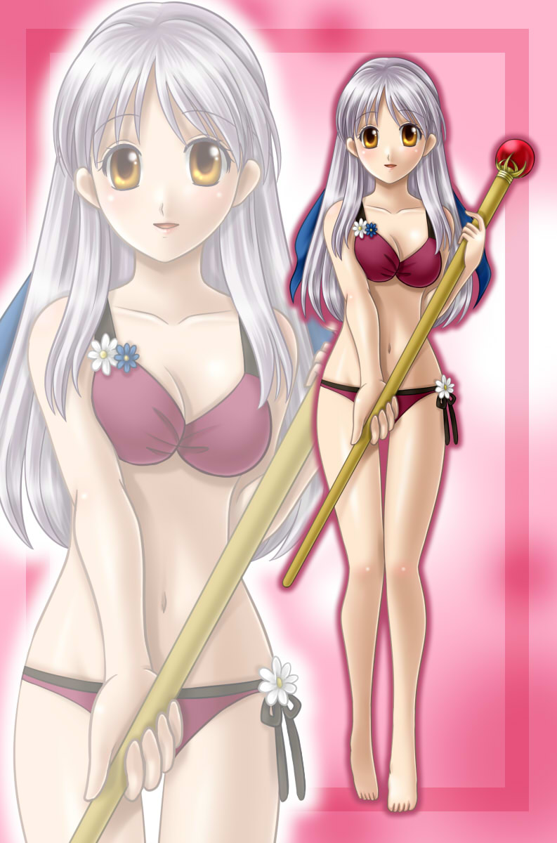 bare_shoulders, barefoot, bikini, blush, breasts, cleavage, collarbone, fire_emblem