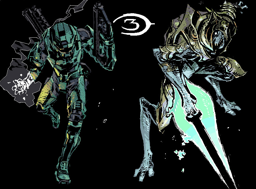 alien, arbiter, armor, energy_sword, halo_(game), helmet, master_chief, miwa_shirou