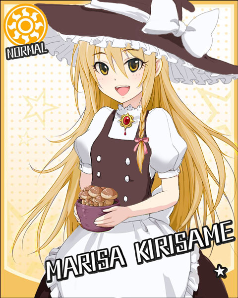 blonde_hair, blush, bow, braid, character_name, cinderella_girls_card_parody, female, hair_bow