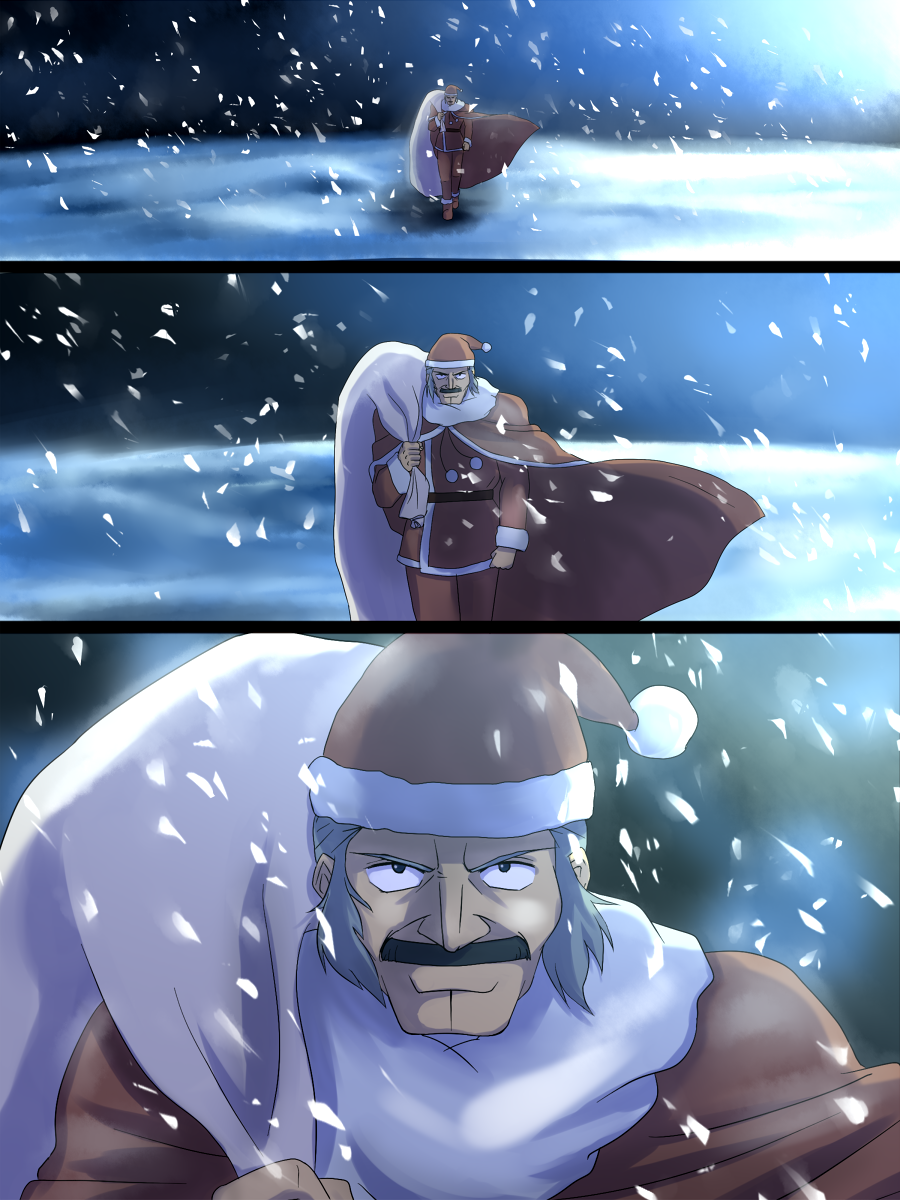 christmas, epic, facial_hair, g_gundam, gundam, hat, highres, male