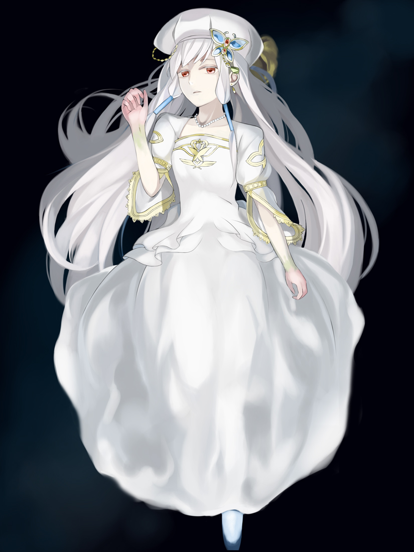 artist_request, brown_eyes, butterfly, dress, garter_belt, gloves, gutrune, hair_ornament