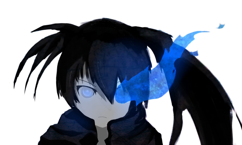 black, black_hair, black_rock_shooter, blue_eyes, rock, shooter, twintails, vocaloid