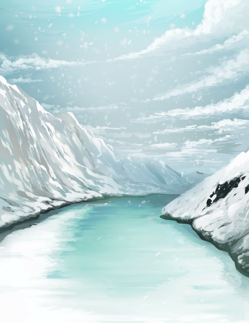 copyright_request, highres, no_humans, outdoors, sany, scenery, snow, snowing