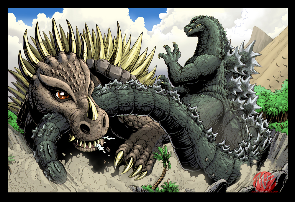anguirus, battle, godzilla, godzilla_(series)