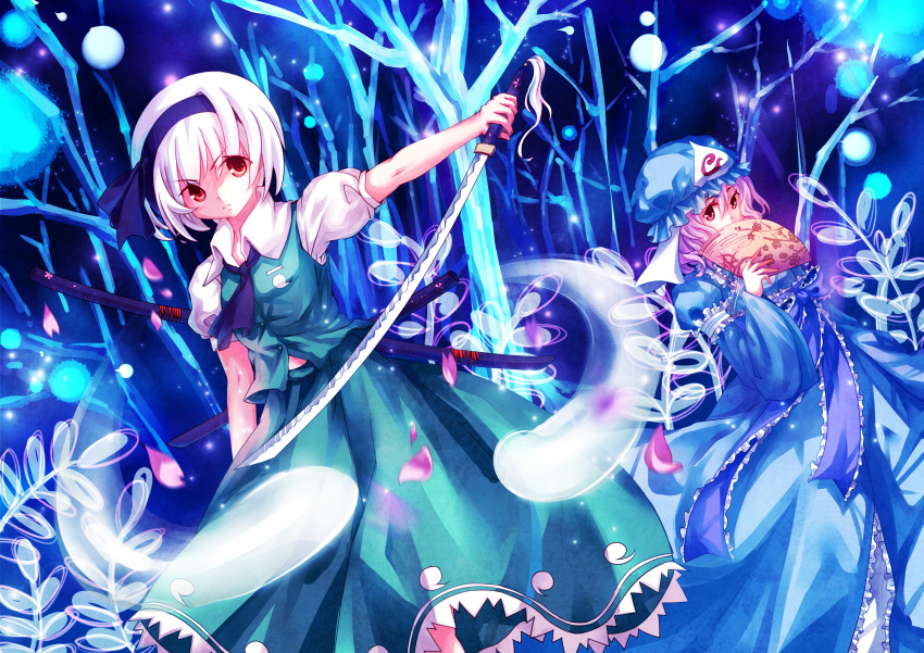 absurdres, akuryo.x, fan, fan_over_face, glowing, hairband, hat, highres