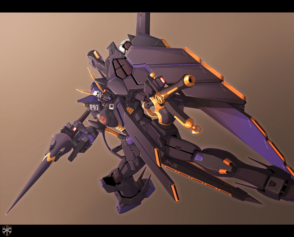 crossbone_gundam, crossbone_gundam_x-2, gun, gundam, lance, mecha, polearm, reigan