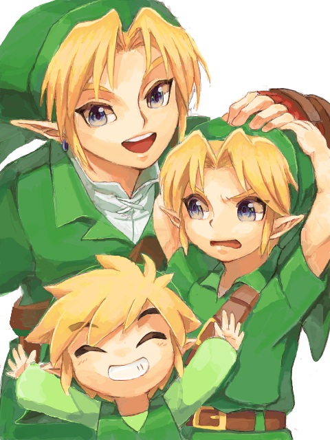 3boys, blue_eyes, boy, earrings, gloves, jewelry, karatou, link