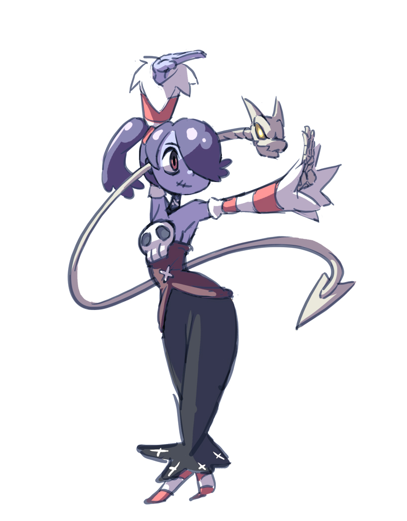 1girl, blue_hair, blue_skin, breasts, drawfag, hair_over_one_eye, junkpuyo, leviathan_(skullgirls)