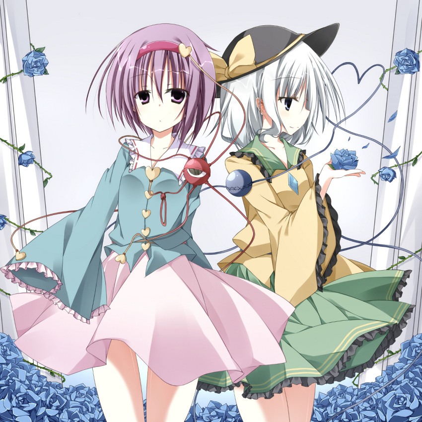 flower, highres, komeiji_koishi, komeiji_satori, rose, sakura-no, touhou
