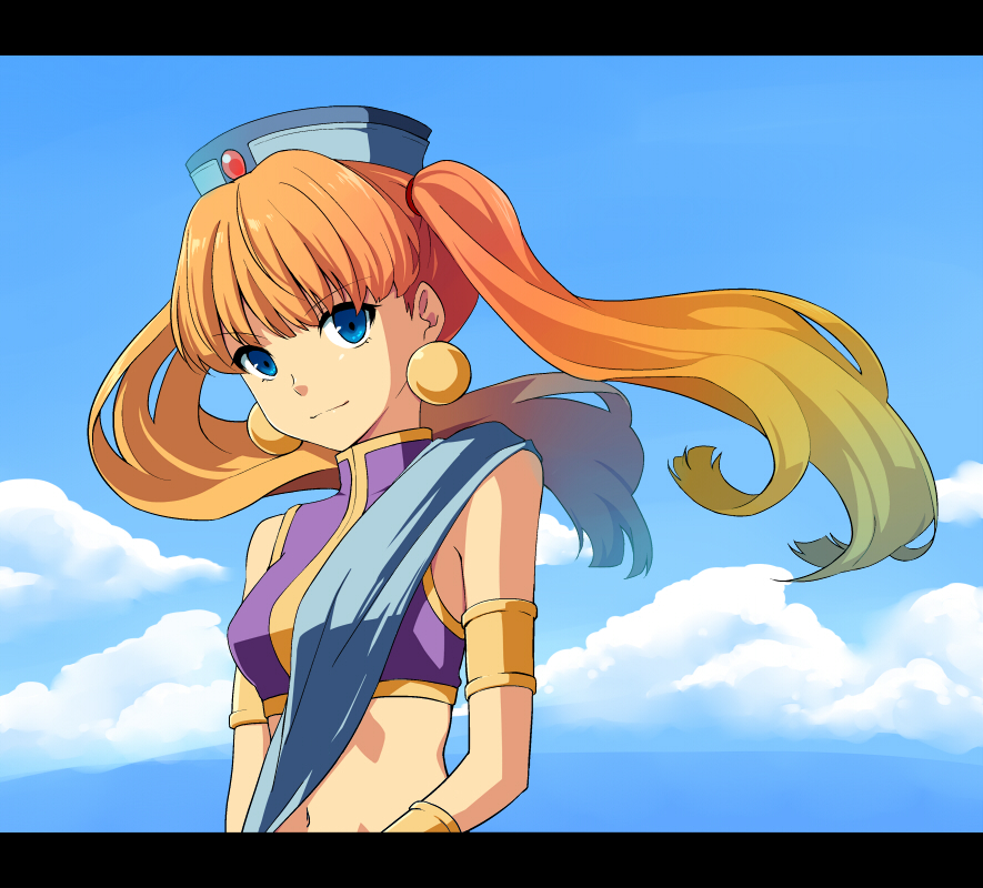 aisha_(ys), aisha_(ys7), aisha_(ys_vii), aisha_sari_edonas, blue_eyes, cloud, clouds, earrings