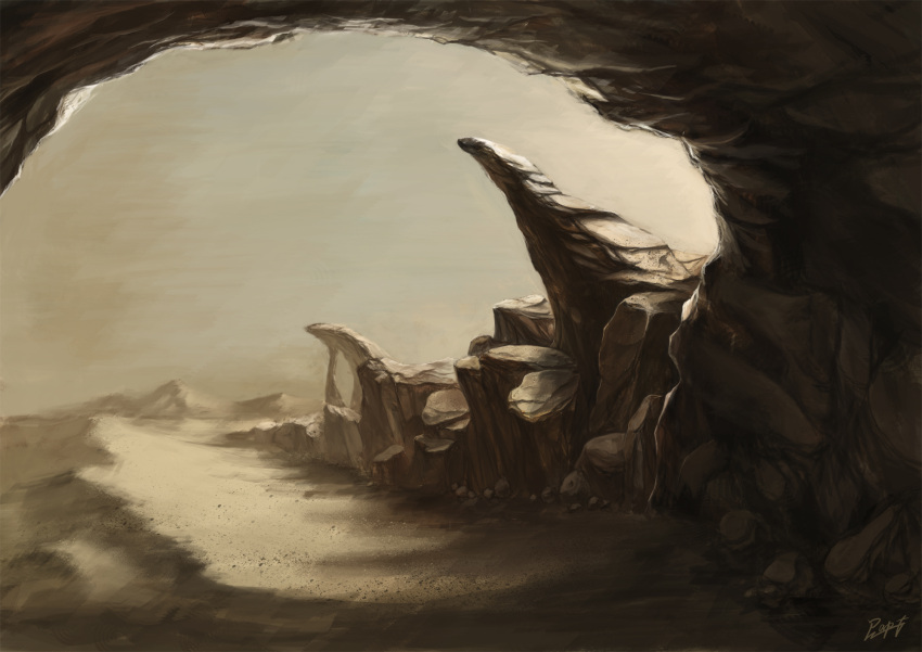 absurdres, desert, food, highres, landscape, mountain, no_humans, original