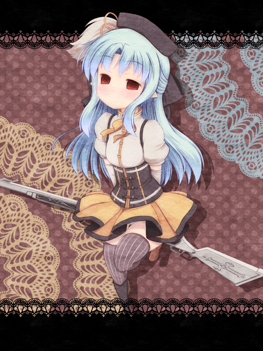 cosplay, gun, hat, highres, len, long_hair, magical_musket, mahou_shoujo_madoka_magica