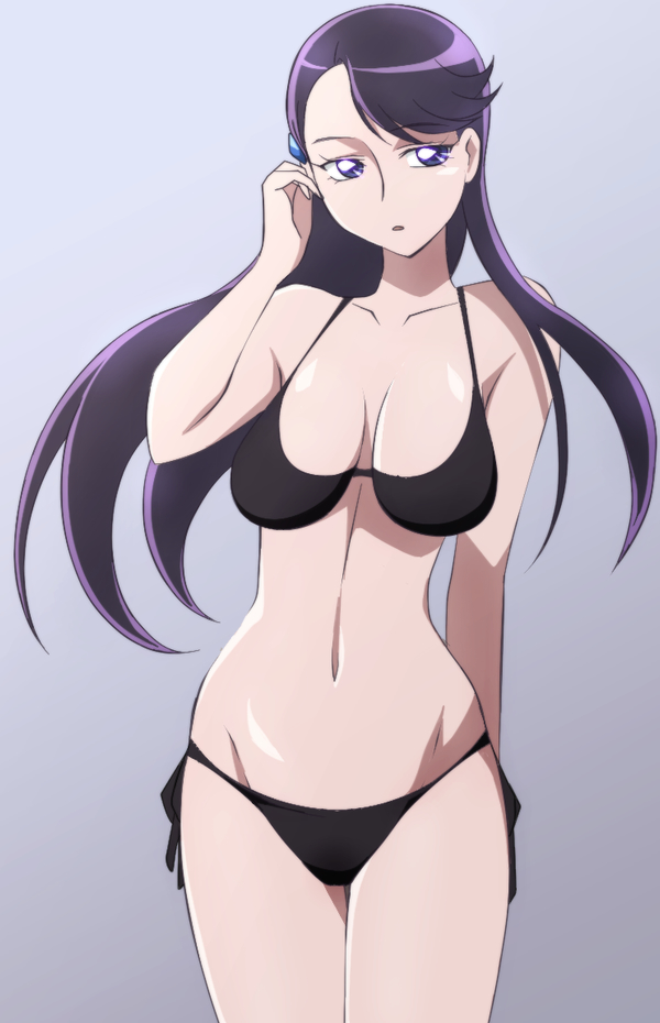 bikini, breasts, heartcatch_precure!, long_hair, manji_(tenketsu), no_glasses, precure, purple_eyes