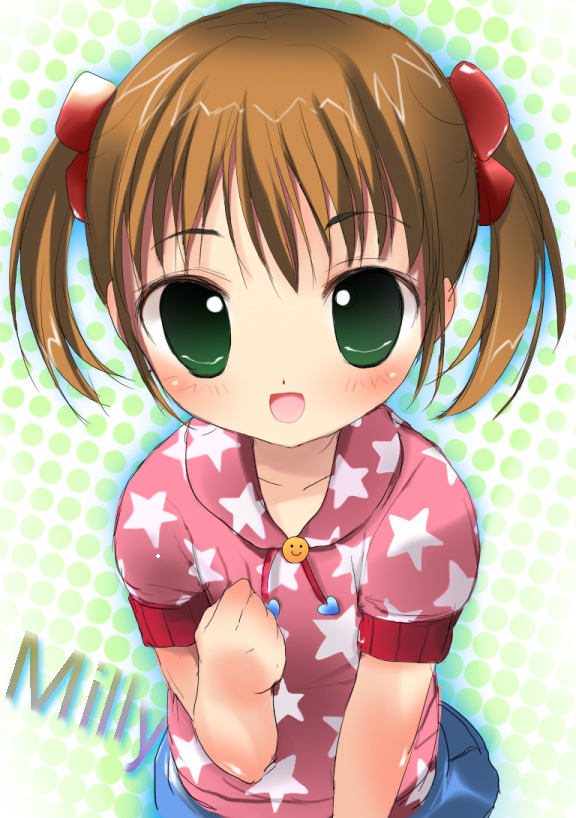 brown_hair, child, green_eyes, haneyoru, loli, paperman, short_hair, star, twintails, uya_(munyu)