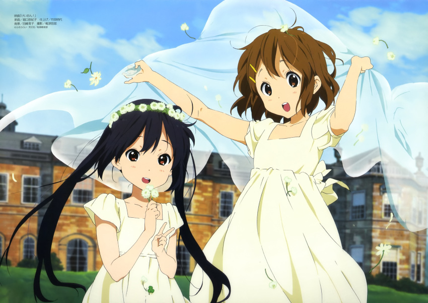 absurdres, black_hair, brown_eyes, brown_hair, dress, hair_ornament, hairclip, highres