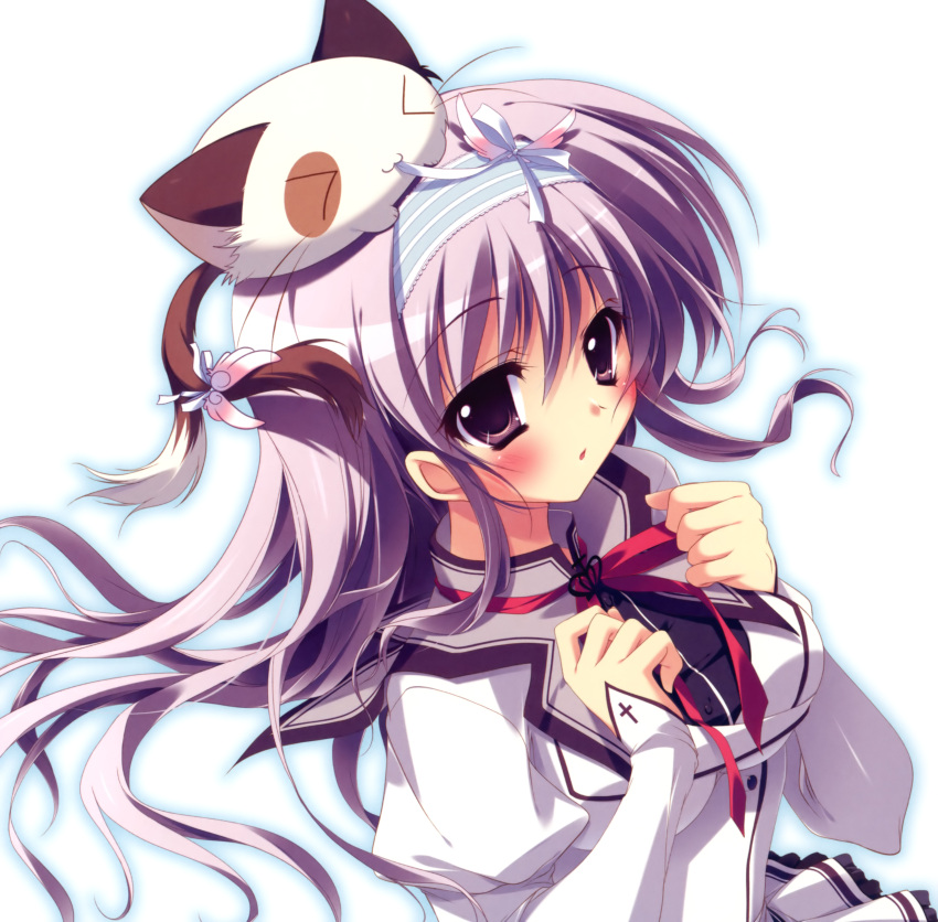 >_<, :3, absurdres, amaha_miu, blush, bust, cat, highres
