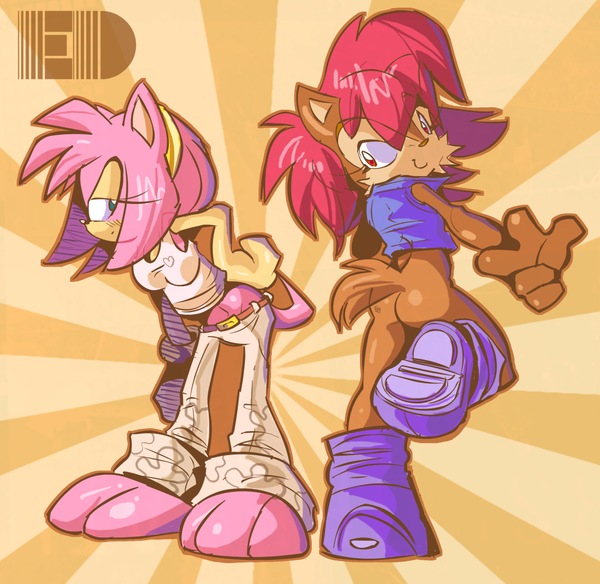 amy_rose, animal_ears, ass, barefoot, boots, bottomless, edtropolis, feet