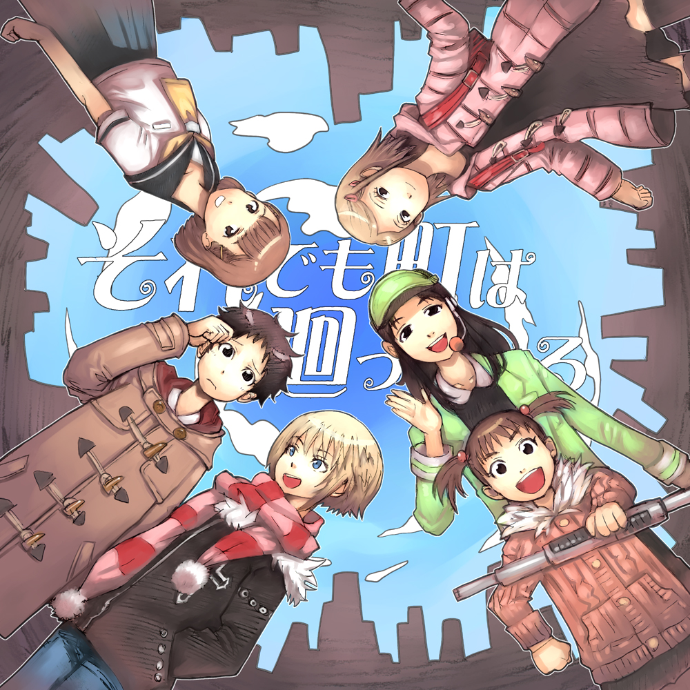 arashiyama_hotori, arashiyama_yukiko, coat, hair_ornament, hairclip, headset, isezaki_eri, jacket, kameidou_shizuka, kon_futaba, scarf, school_uniform, serafuku, short_twintails, soredemo_machi_wa_mawatteiru, twintails