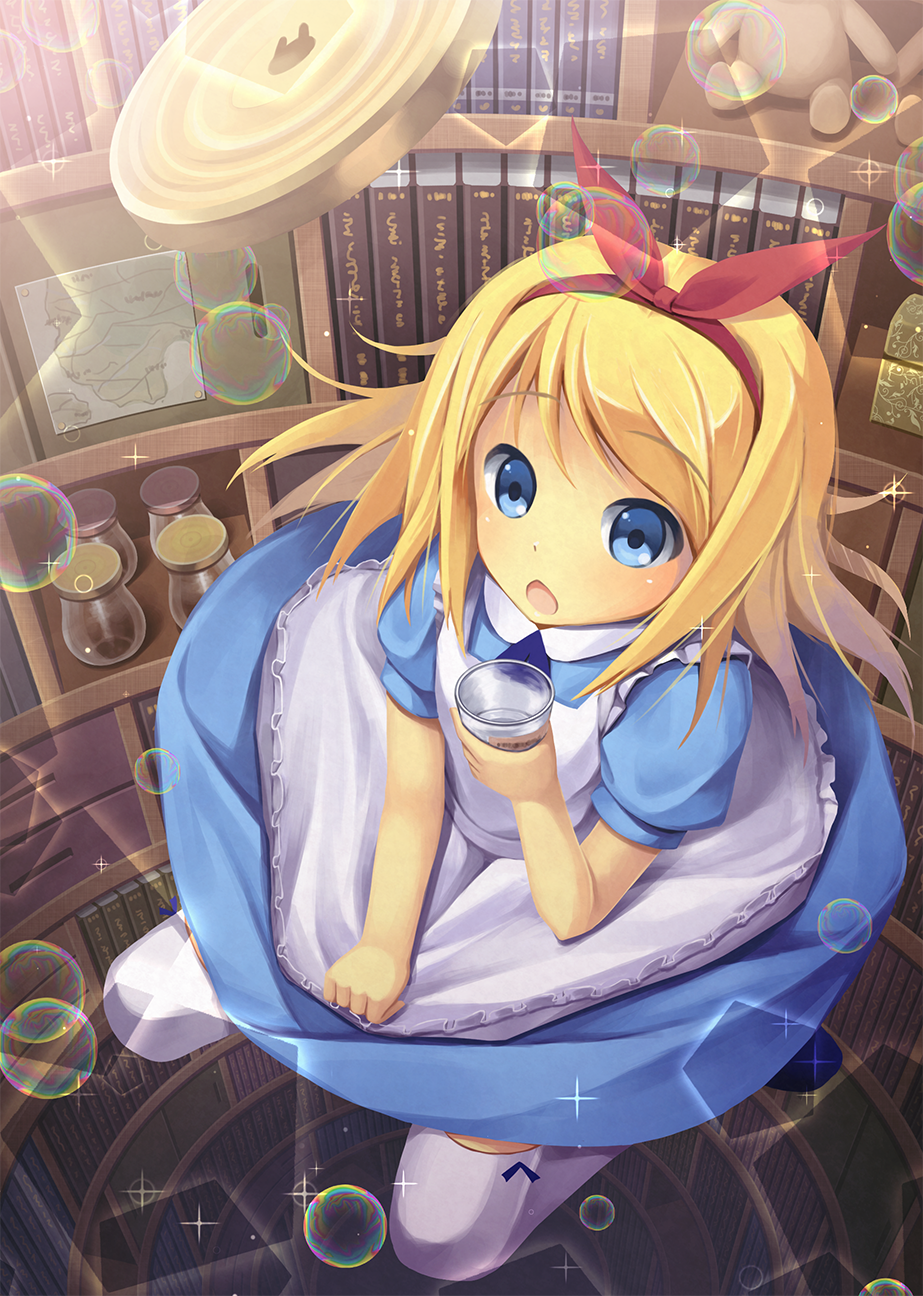 :o, alice_(wonderland), alice_in_wonderland, aruma_(almax), bad_id, blonde_hair, blue_eyes, book