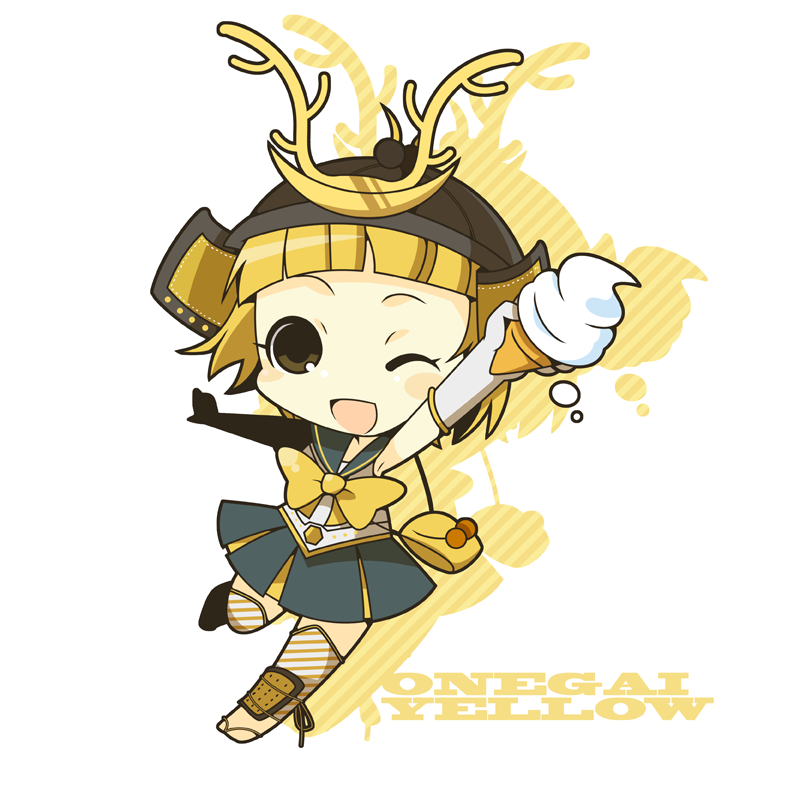 blonde_hair, character_name, chibi, misaki_(1n1m), onegai!_ranking, onegai_yellow, open_mouth, simple_background