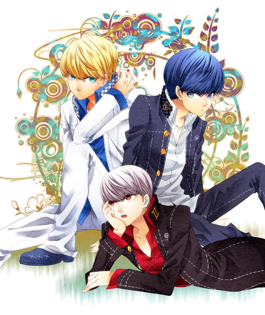 aqua_eyes, argent-ag, blonde_hair, blue_eyes, blue_hair, multiple_boys, narukami_yuu, palette_swap