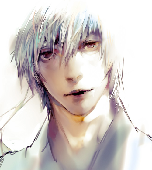 babyfoxcc, gintama, headband, joui, portrait, realistic, red_eyes, sakata_gintoki
