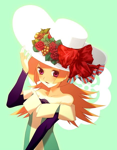 bad_id, bow, dress, flower, haru_(noppopo), hat, original, red_eyes