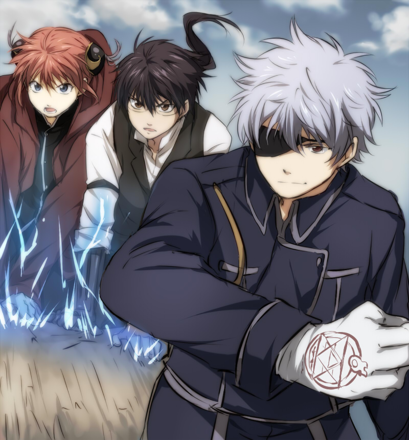 2boys, alphonse_heiderich, alphonse_heiderich_(cosplay), alternate_hairstyle, black_hair, blue_eyes, brown_eyes, coat