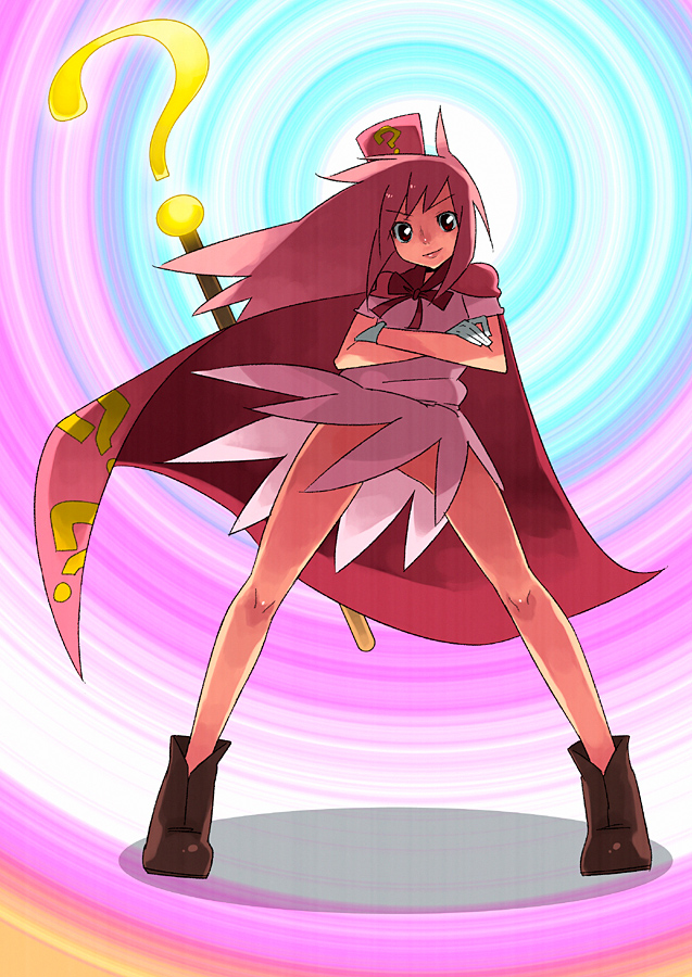 boots, cape, gloves, hat, hatena_yousei, legs, long_hair, no_panties
