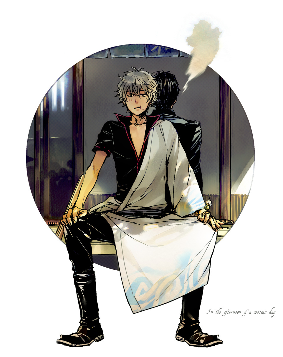 black_hair, boots, dango, eating, food, gintama, highres, hijikata_toushirou