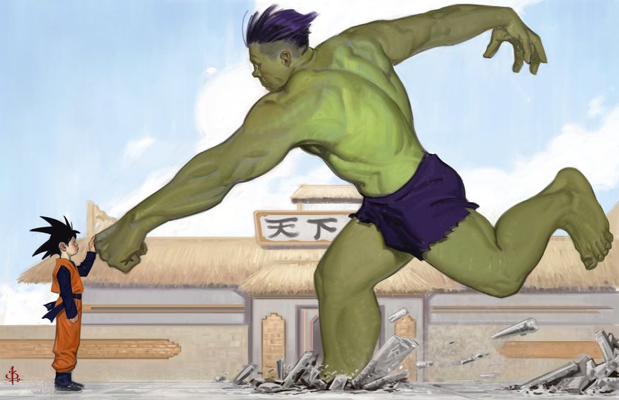 artist_request, blocking, bryan_lee, crossover, dragon_ball, fighting, green_skin, ground_shatter