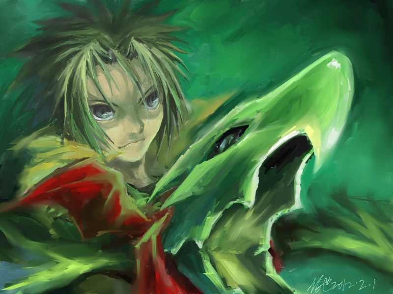 bird, green, jing, jing_king_of_bandits, kir_(jing_king_of_bandits), koya10305, male, short_hair