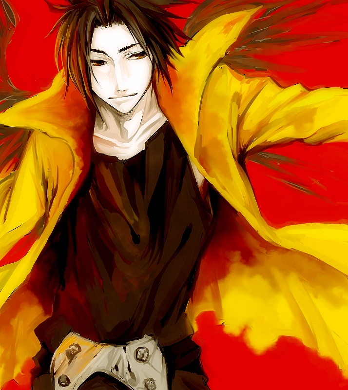 belt, coat, collarbone, jing, jing_king_of_bandits, looking_away, male, popped_collar, sasasasasakama, solo