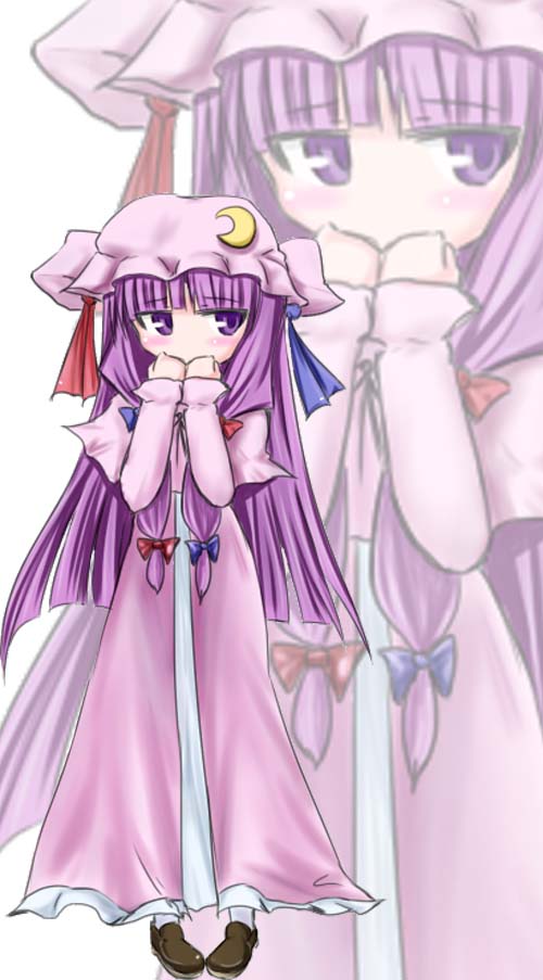 hat, izumi_yuuji, izumi_yuuji_(trace_kouhosei), long_hair, patchouli_knowledge, purple_eyes, purple_hair, ribbon