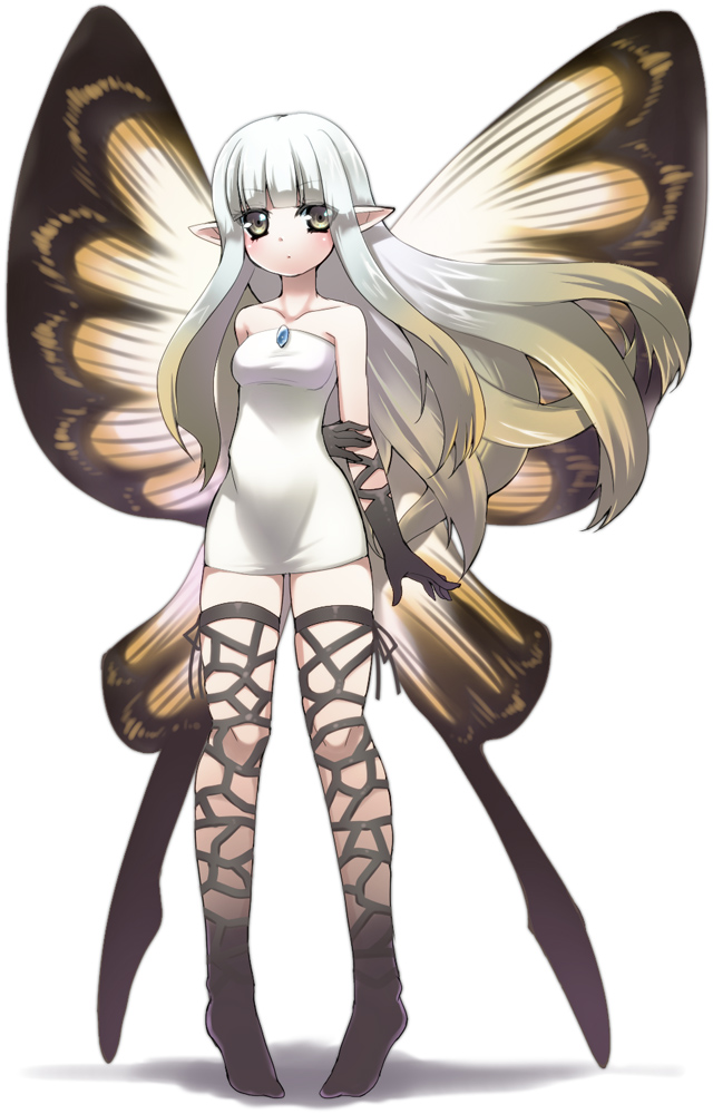 aerie, aerie_(bravely_default), bare_shoulders, blush, bravely_default:_flying_fairy, bravely_default_flying_fairy, brooch, butterfly_wings