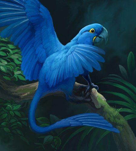 chimera, creature, griffin, hyacinth_macaw, lowres, macaw, nablange, no_humans