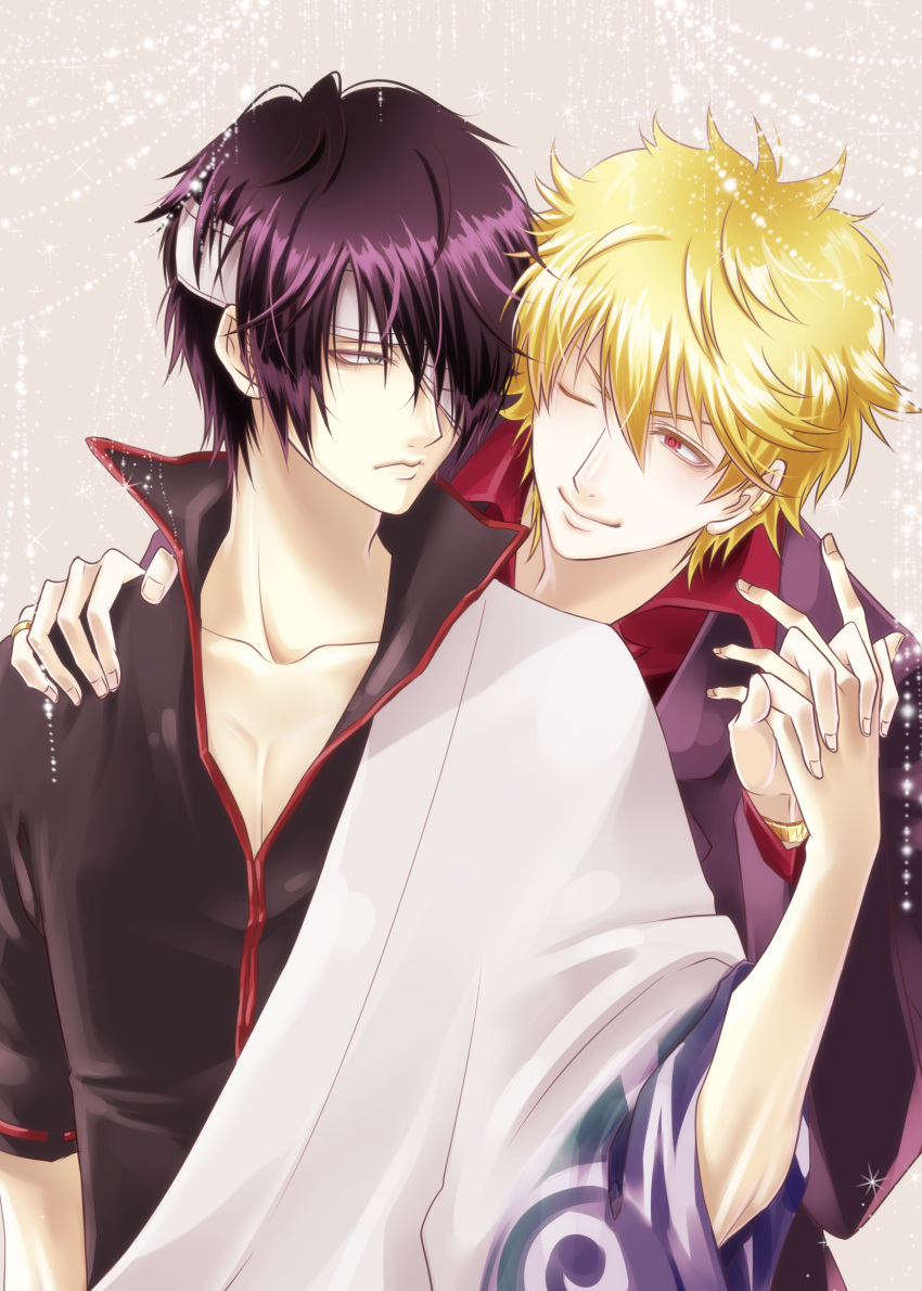 absurdres, alternate_hair_color, bandage_over_one_eye, formal, gintama, highres, japanese_clothes, koizumi_m