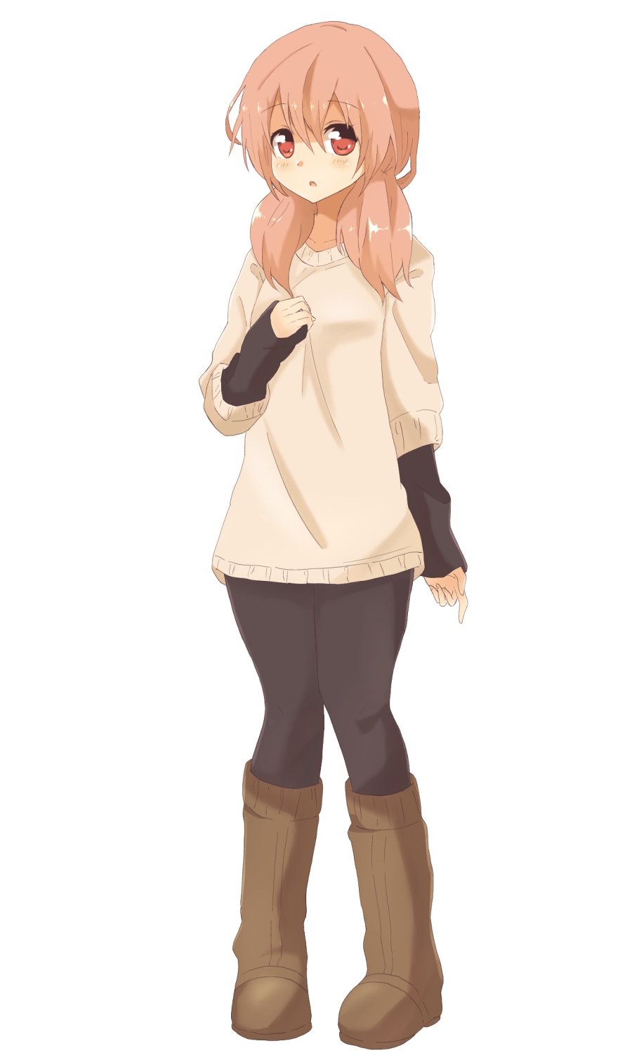 highres, owafu, pantyhose, pink_eyes, pink_hair, short_hair, solo, twintails