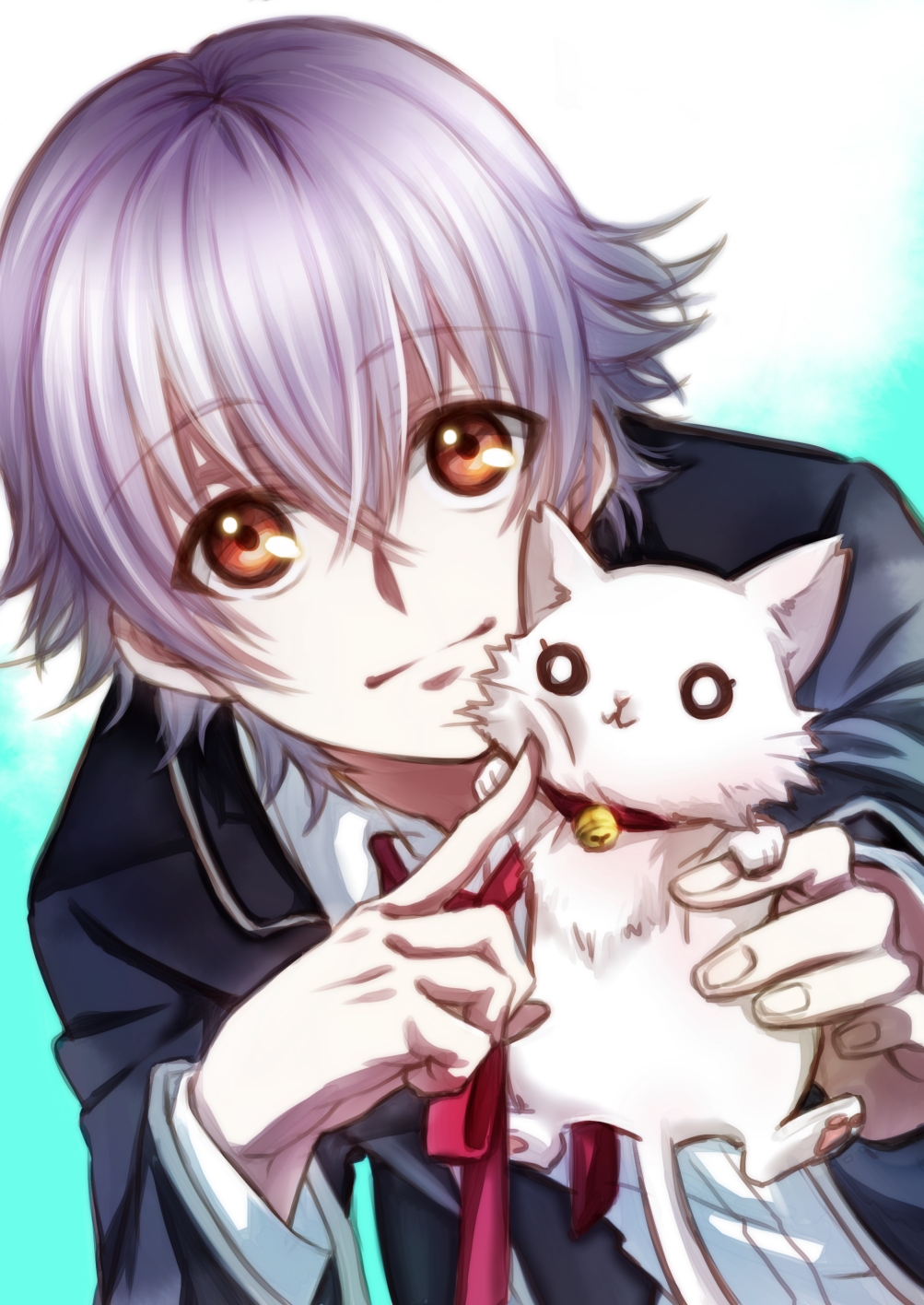 bell, bell_collar, cat, cheek_poke, collar, highres, isana_yashiro, k_(anime)