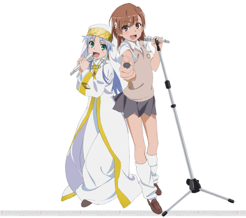brown_eyes, brown_hair, coin, dengeki, green_eyes, habit, hair_ornament, hairpin