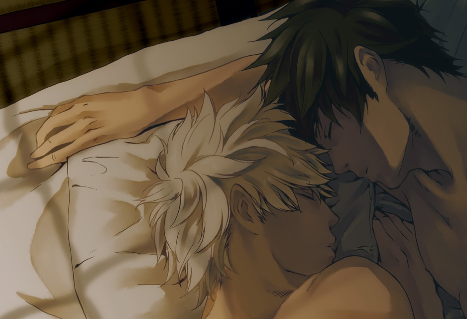 black_hair, closed_eyes, eyes_closed, gintama, hijikata_toushirou, male, multiple_boys, sakata_gintoki