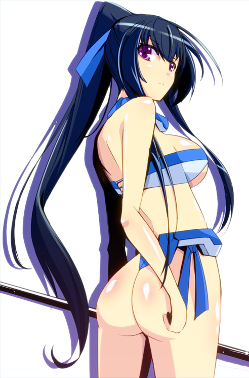 ass, bikini, black_hair, breasts, from_behind, honda_futayo, kichi8, kyoukai_senjou_no_horizon