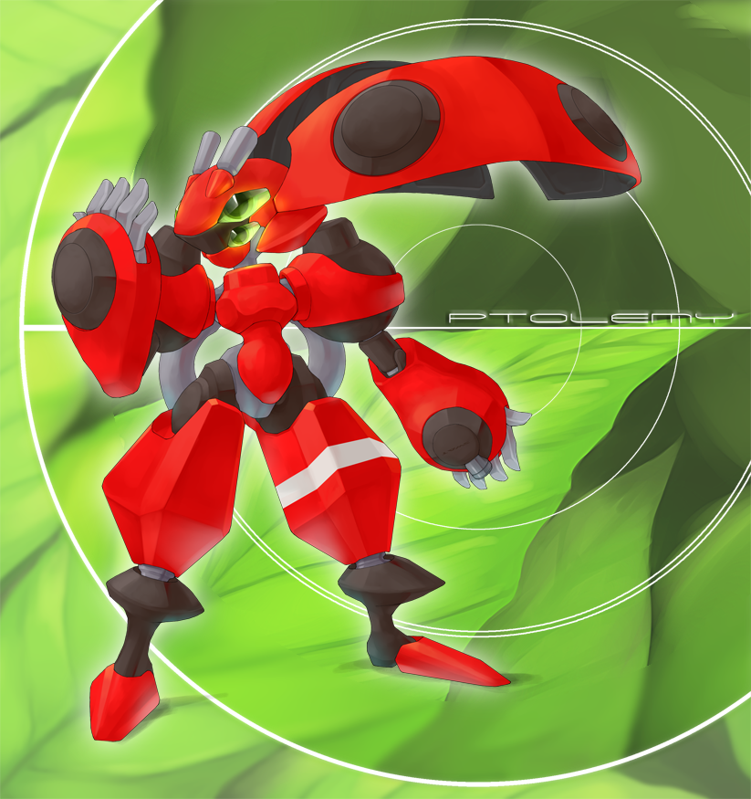 leaf, medarots, multiple_eyes, no_humans, ptolemy, rati_(absoluteblue), robot, solo