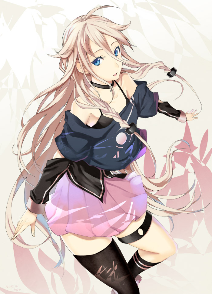 ahoge, bare_shoulders, blue_eyes, braid, ia_(vocaloid), kgr, long_hair, looking_at_viewer