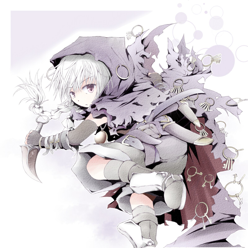 bag, belt, boots, braid, cape, dagger, fingerless_gloves, full_body