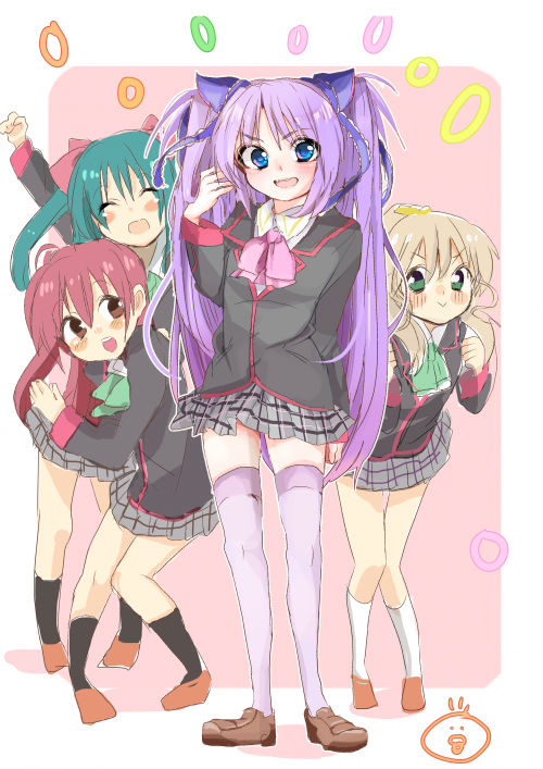 4girls, blonde_hair, blue_eyes, brown_eyes, brown_hair, closed_eyes, extra, eyes_closed