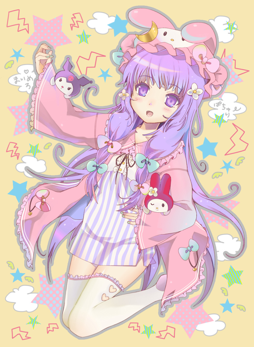 blush, bow, bunny, crescent, dress, flower, hair_flower, hair_ornament