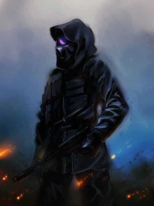 character_request, gas_mask, gun, hood, katotepe, katou_teppei, resident_evil, resident_evil_operation_raccoon_city, shotgun, solo, vector, vector_trace, weapon