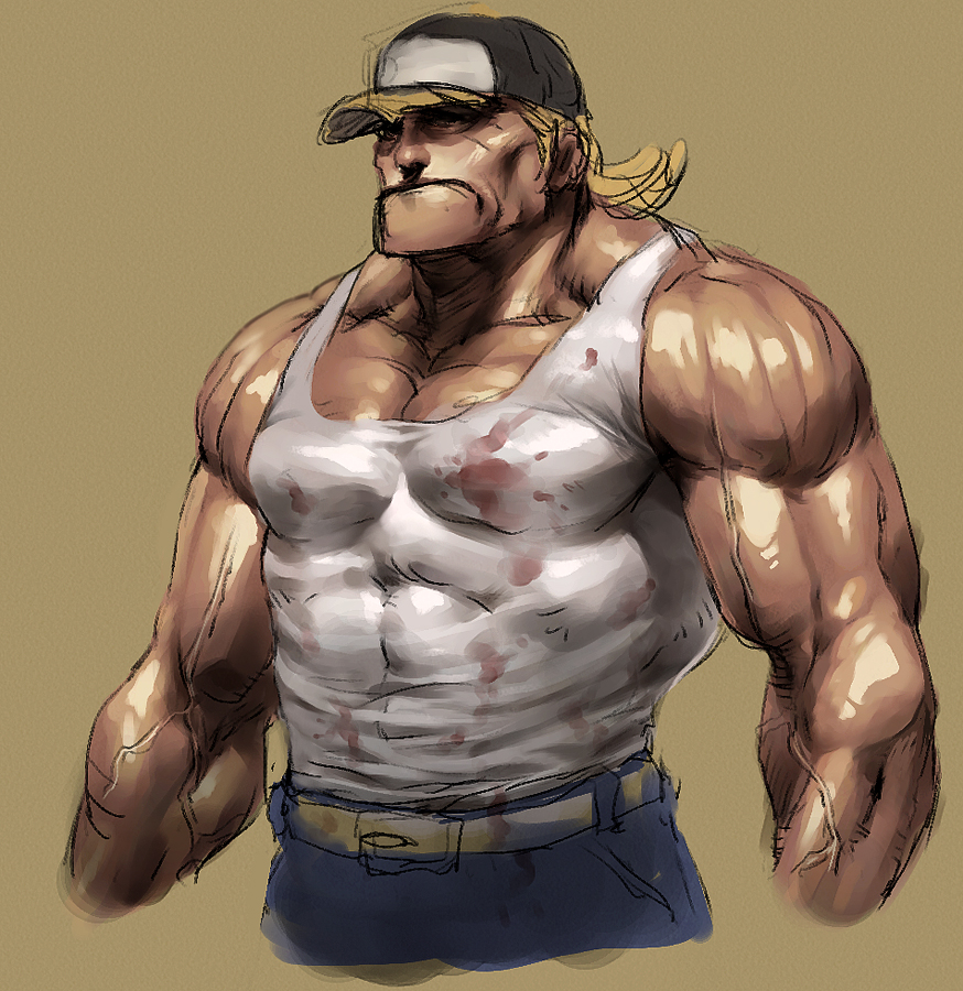 blonde_hair, cap, cozy, fatal_fury, hat, male, manly, muscle